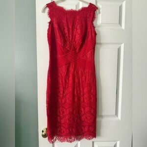 Tadashi Shoji Scarlet Lace Midi Dress